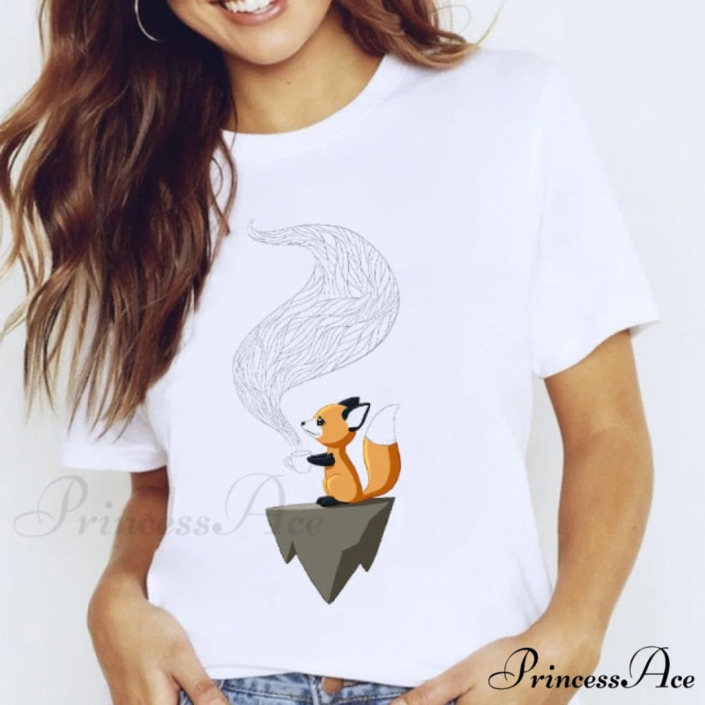 Short Sleeve Lady Clothes Tops animal / S