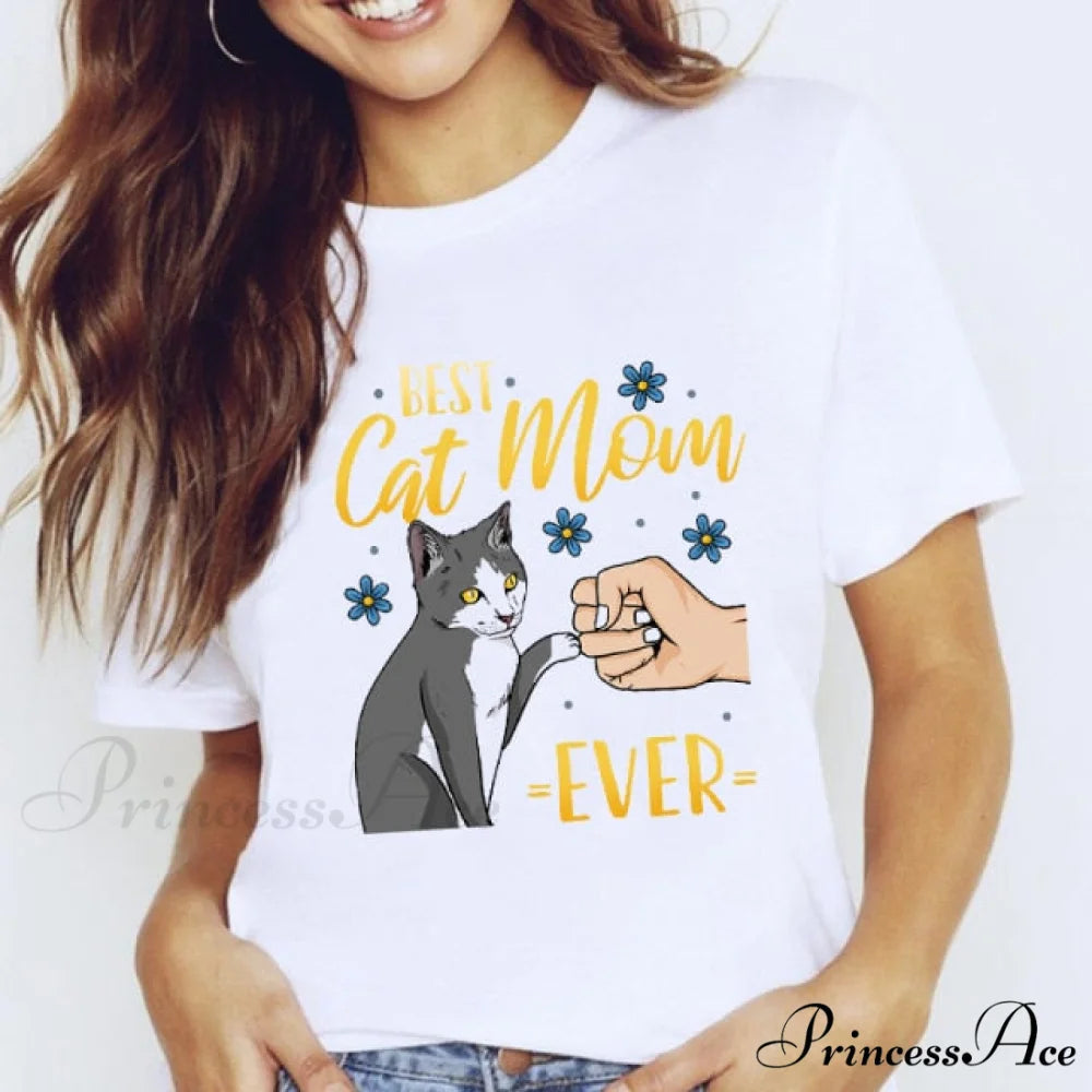 Short Sleeve Lady Clothes Tops cat / S