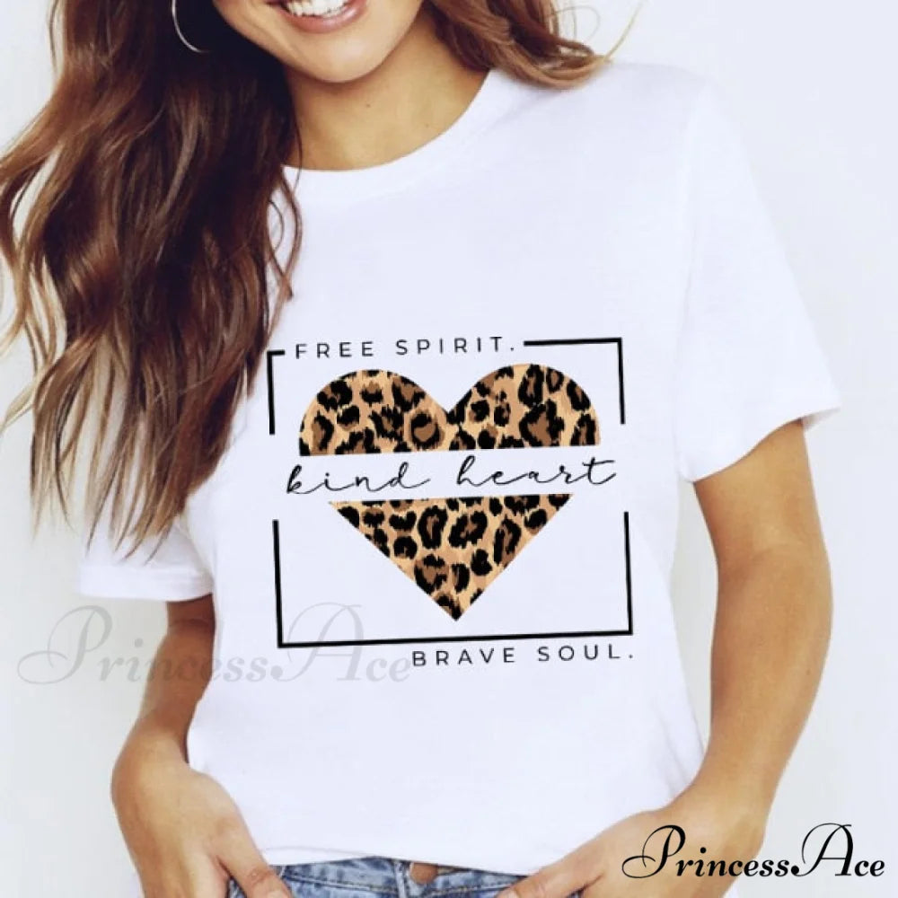 Short Sleeve Lady Clothes Tops heart / S