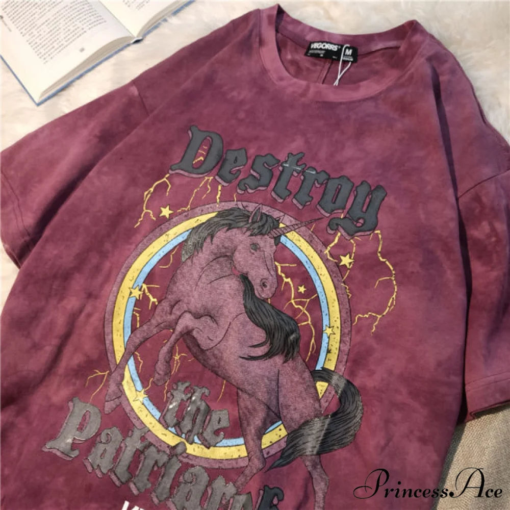 Short Sleeve O Neck Print T-Shirt