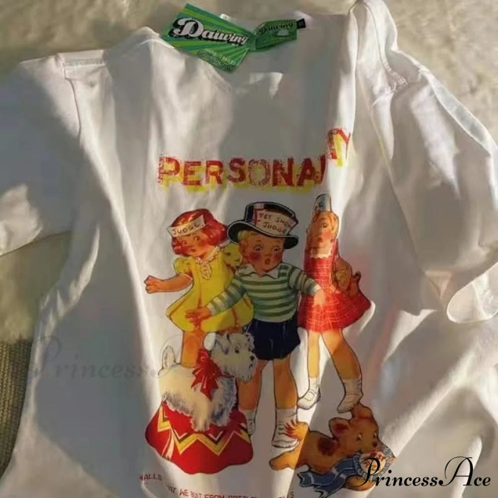 Short Sleeve O Neck Print T-Shirt