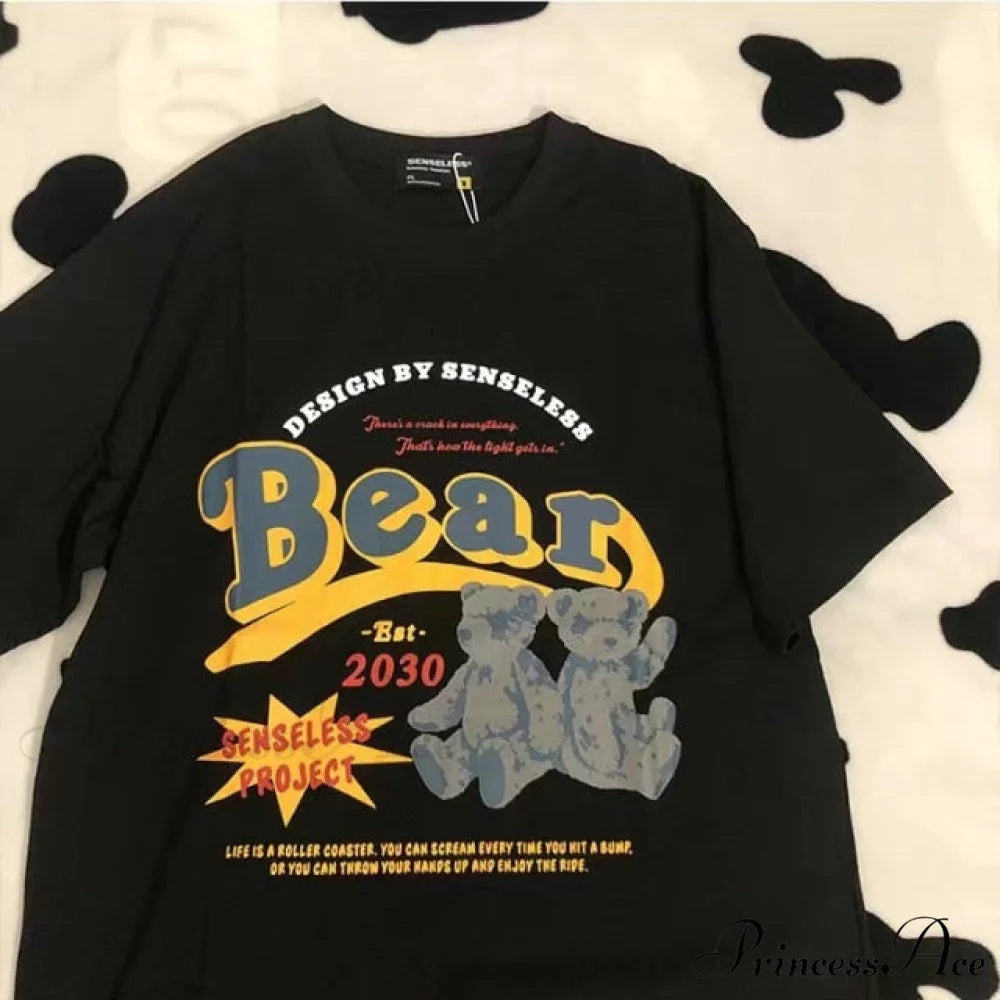 Short Sleeve O Neck Print T-Shirt black 4 / S