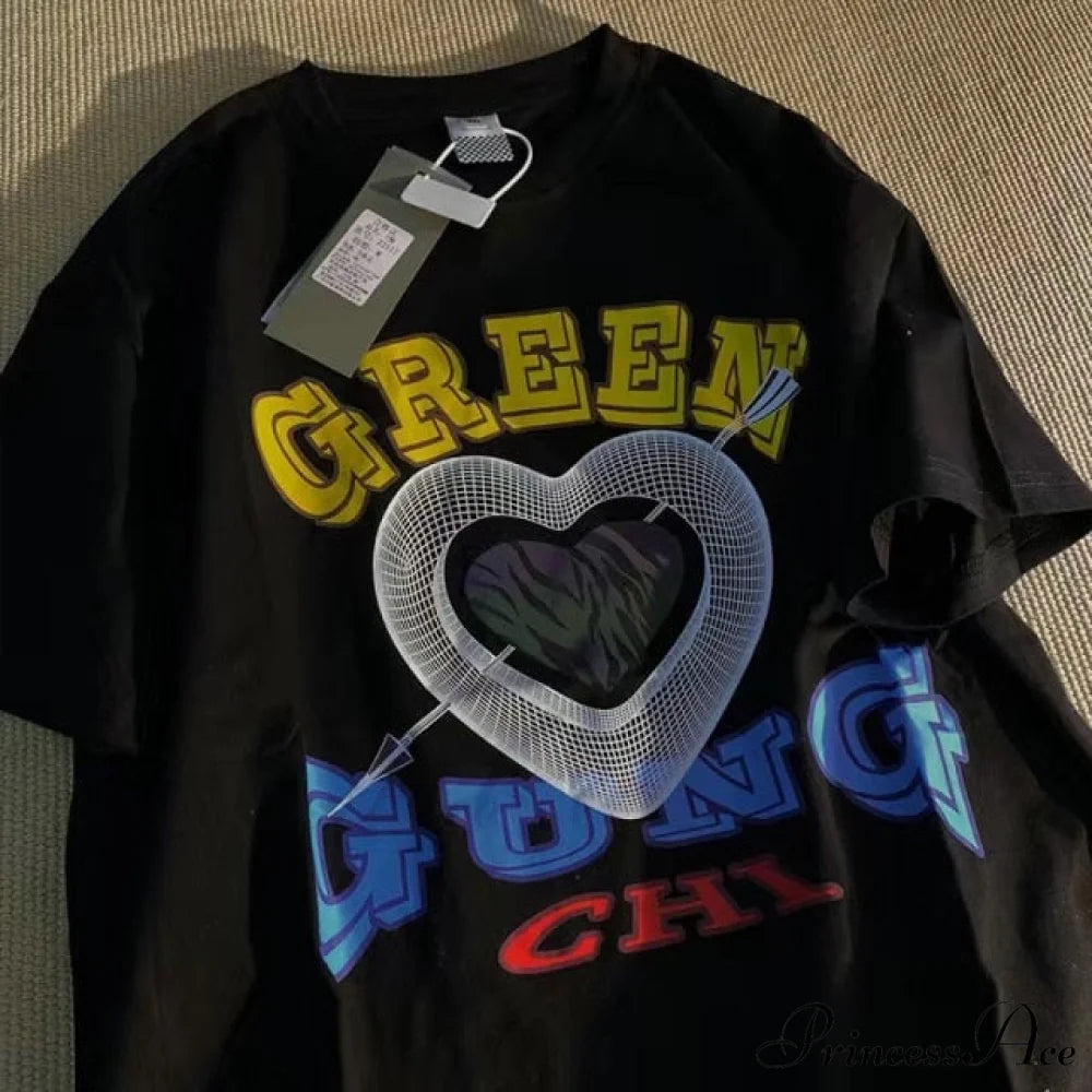 Short Sleeve O Neck Print T-Shirt black 5 / S