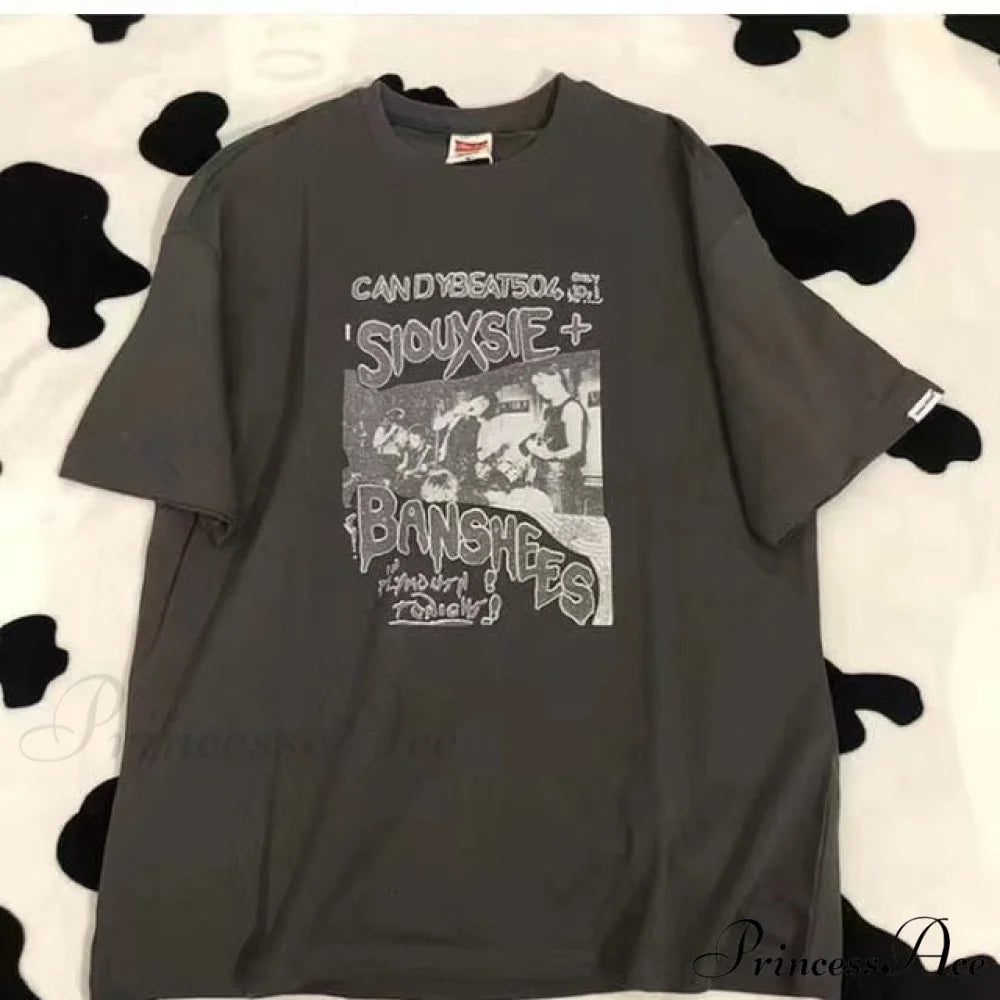 Short Sleeve O Neck Print T-Shirt grey 1 / S