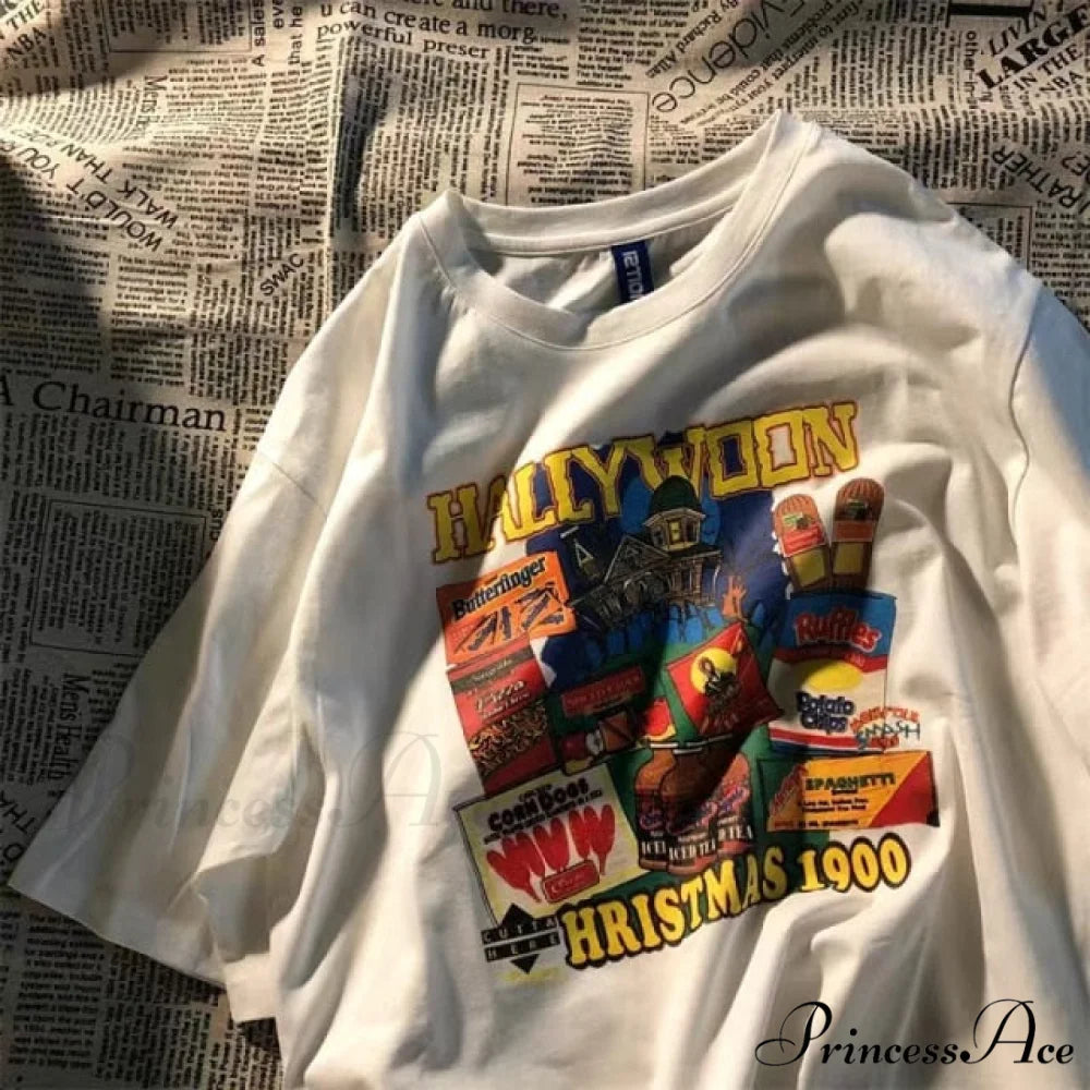 Short Sleeve O Neck Print T-Shirt white 1 / S