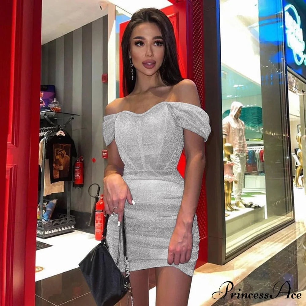 Short Sleeve Off Shoulder Corset Mini Dress
