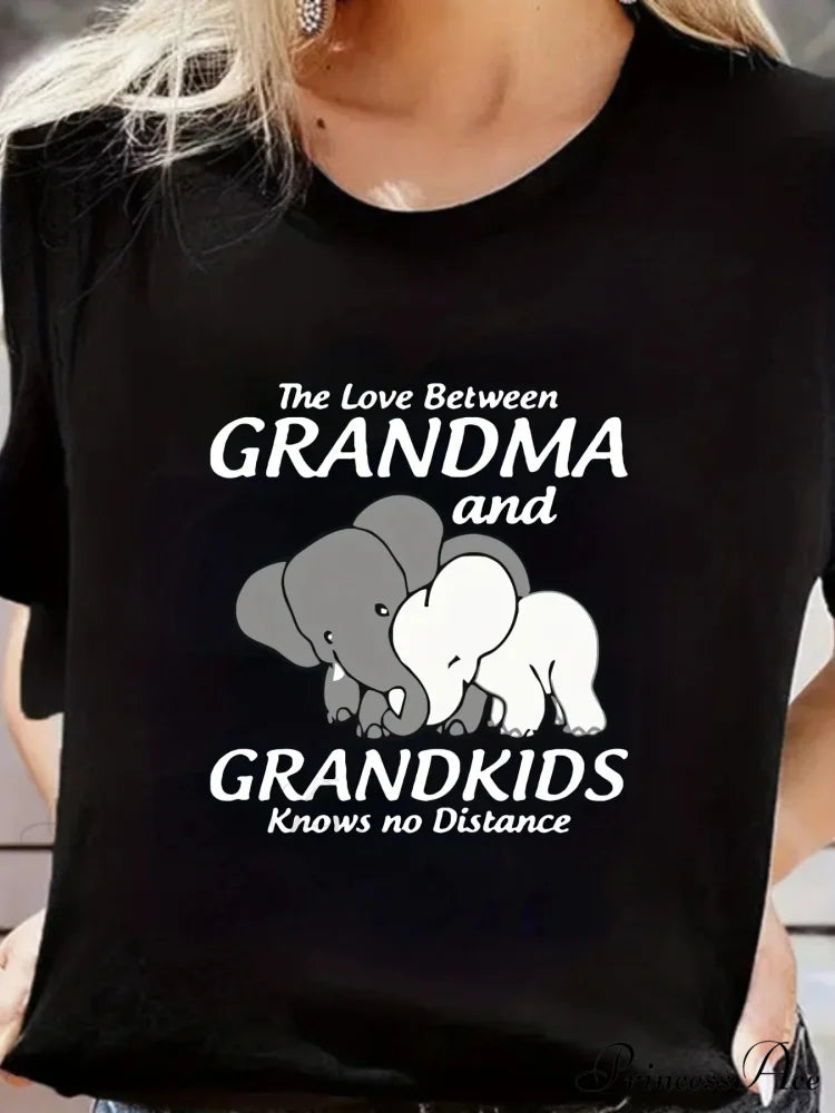 Short Sleeved Solid Crew Neck Active Comfort Elephant Print Women’s Sweatshirt T-shirt