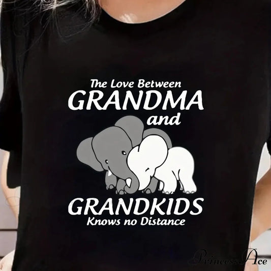 Short Sleeved Solid Crew Neck Active Comfort Elephant Print Women’s Sweatshirt T-shirt BLACK / S