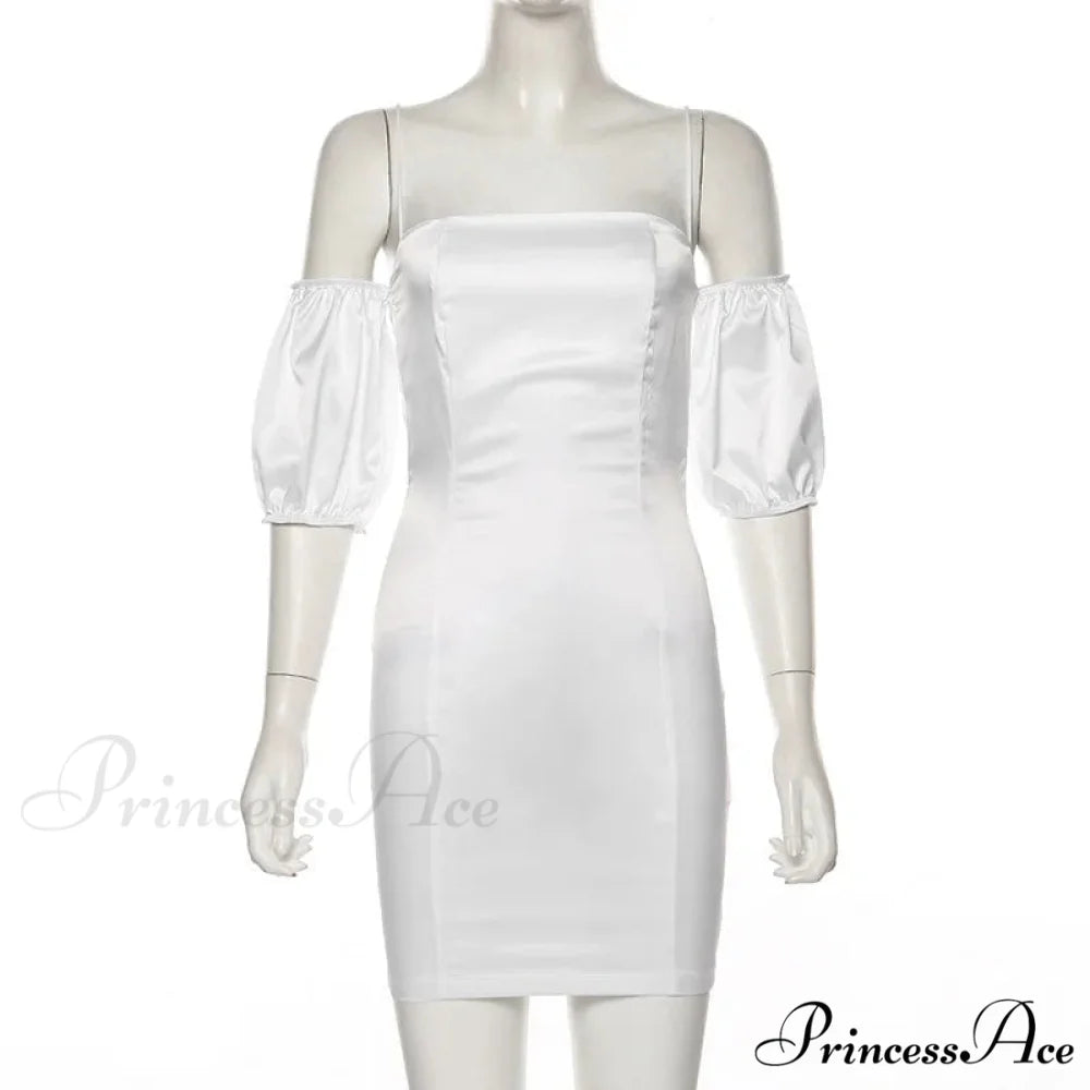 Short-sleeved Solid Strapless Mini Elegant Party Evening Fashion Bodycon Dress