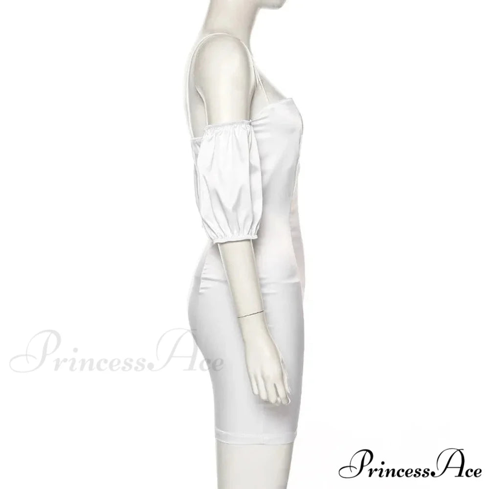 Short-sleeved Solid Strapless Mini Elegant Party Evening Fashion Bodycon Dress