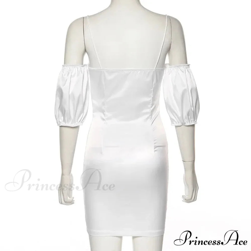 Short-sleeved Solid Strapless Mini Elegant Party Evening Fashion Bodycon Dress