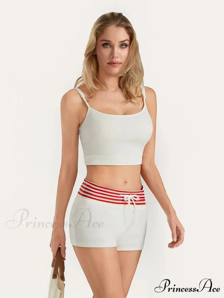 Short Striped Drawstring Short short-250223