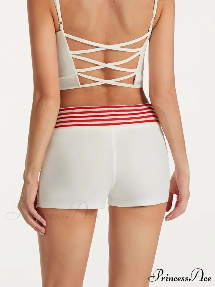 Short Striped Drawstring Short short-250223