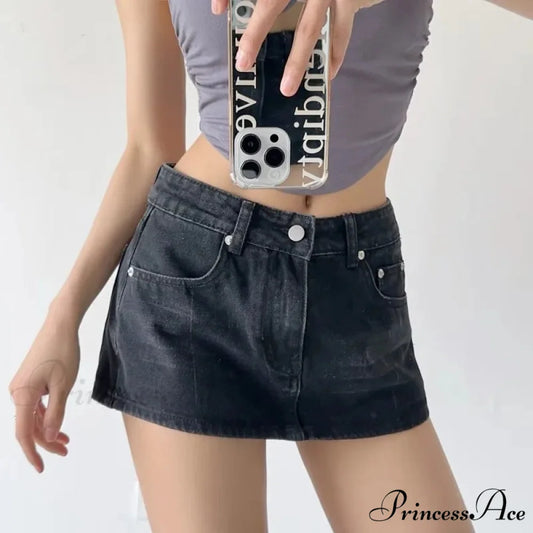Short Tiny Slim Denim Skirt Black / S skirts-250223