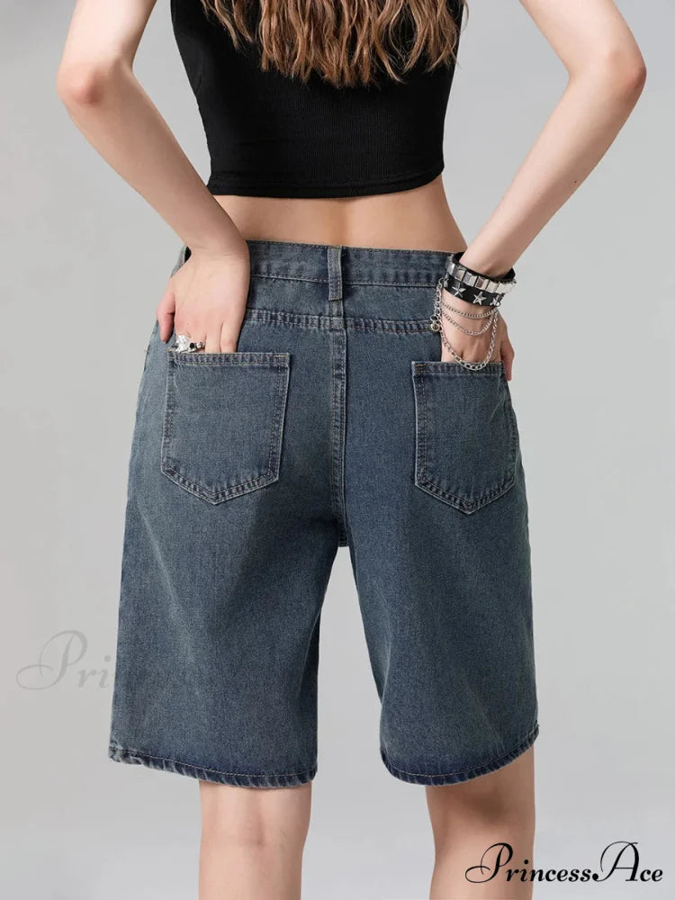 Short Waist Straight Leg Denim Brief short-250223