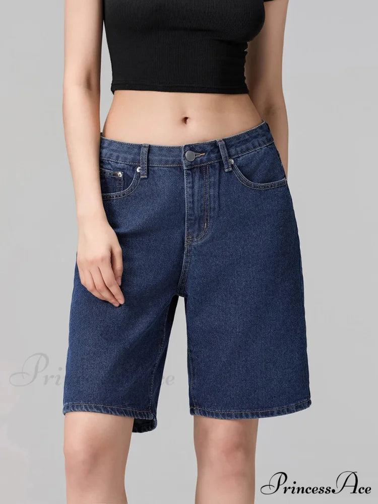Short Waist Straight Leg Denim Brief short-250223