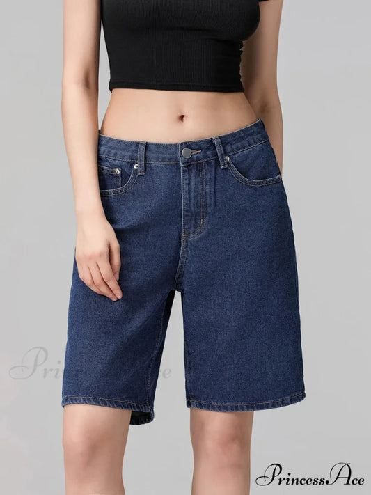 Short Waist Straight Leg Denim Brief short-250223