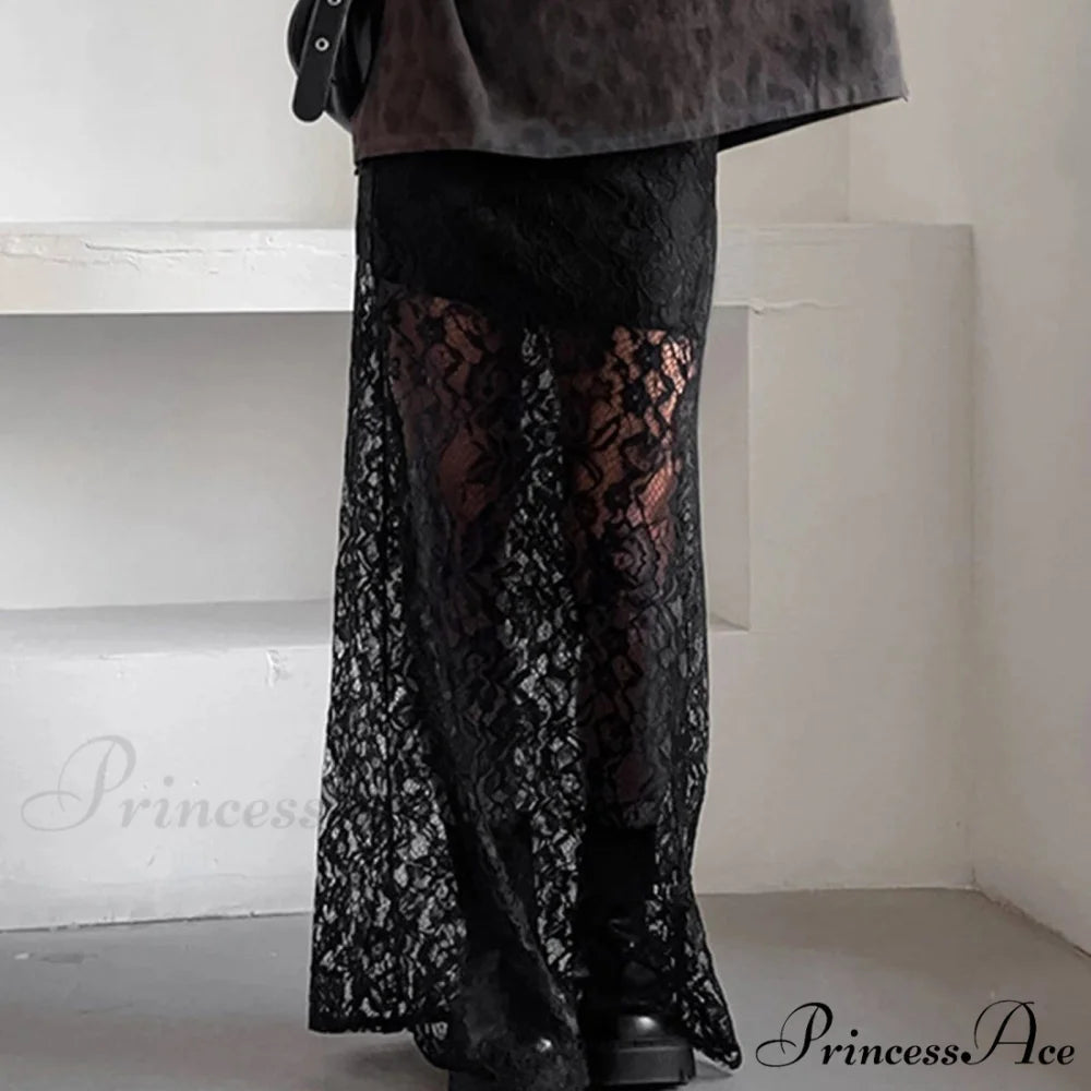 Short Waist Transparent Skirt Black / S skirts-250223