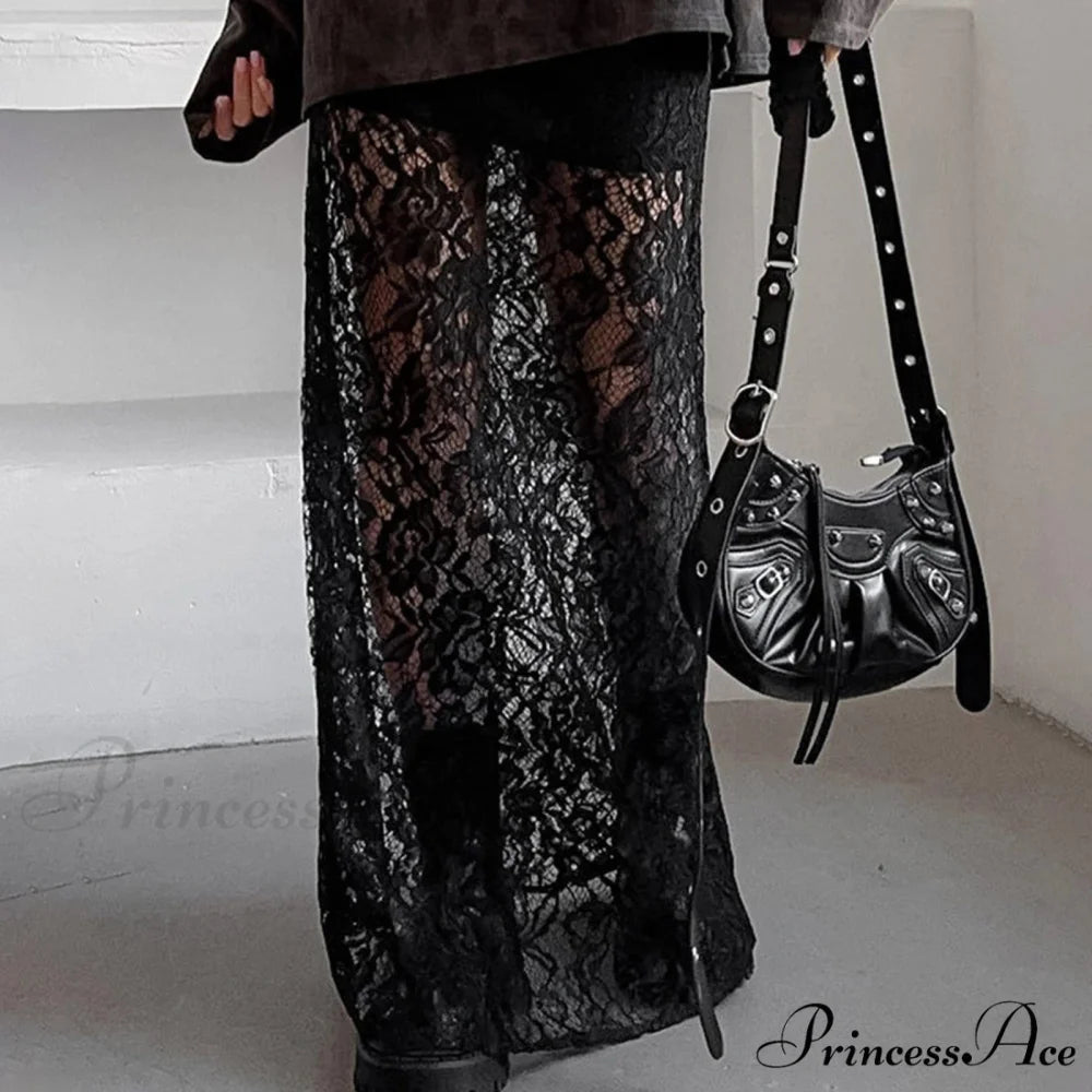 Short Waist Transparent Skirt skirts-250223