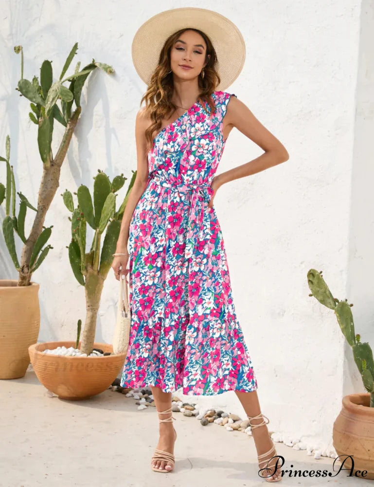 Shoulder Patterned One Dress M / yellow