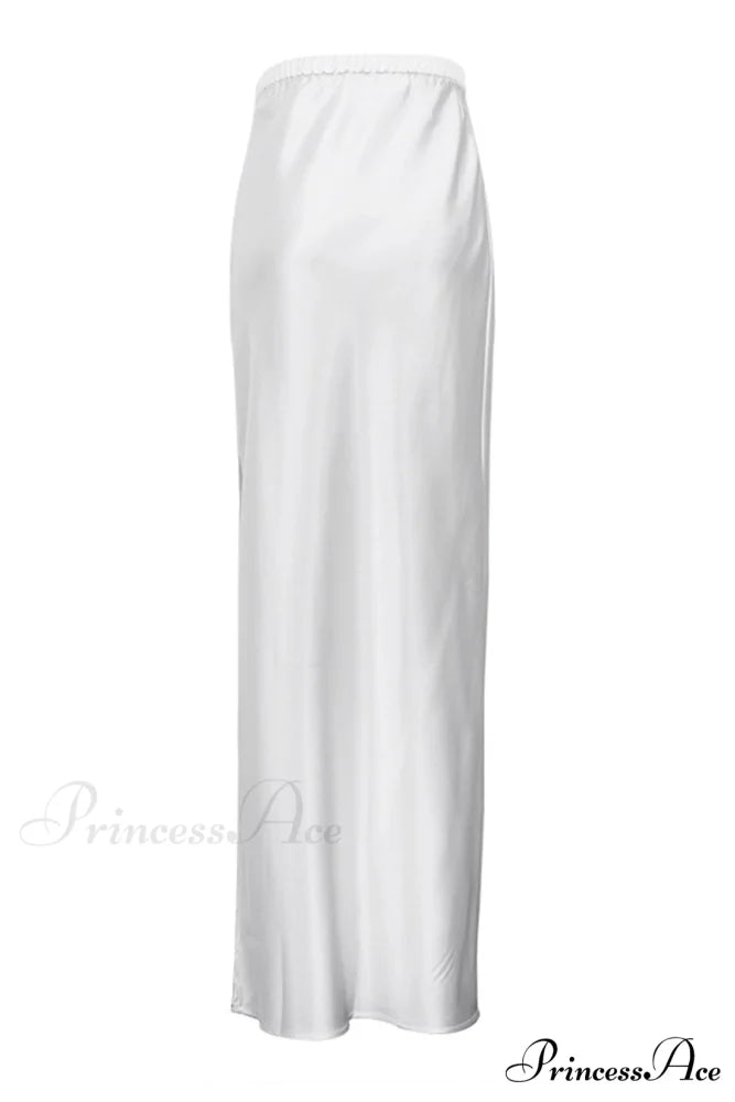 Side Skirt with High Full-Length and White Slit Waist