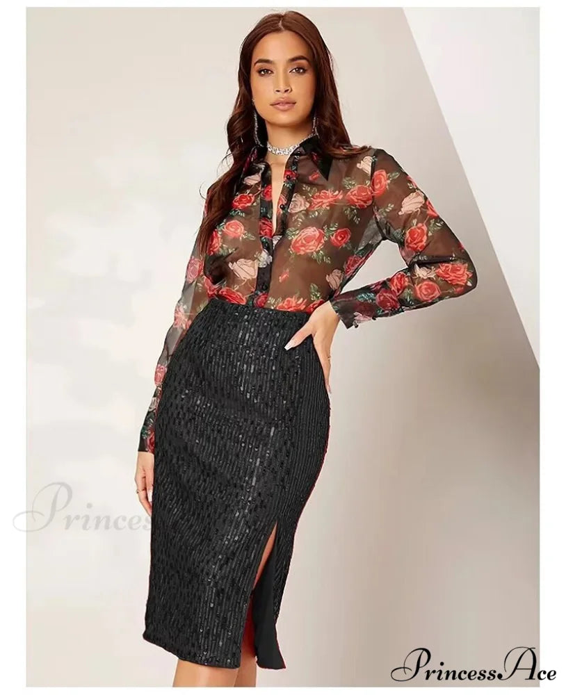 Side Slit Solid Color Tight Over Knee Slim Skirt