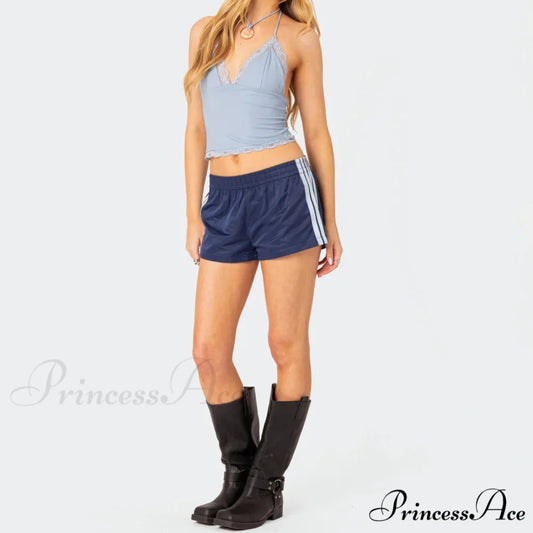 Side Stripe Pattern Stretch Lounge Short DEEP BLUE / S short-250223