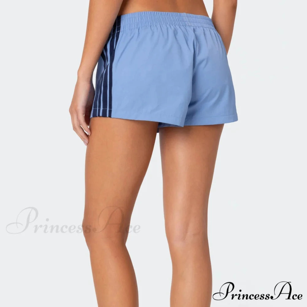 Side Stripe Pattern Stretch Lounge Short Light Blue / S short-250223