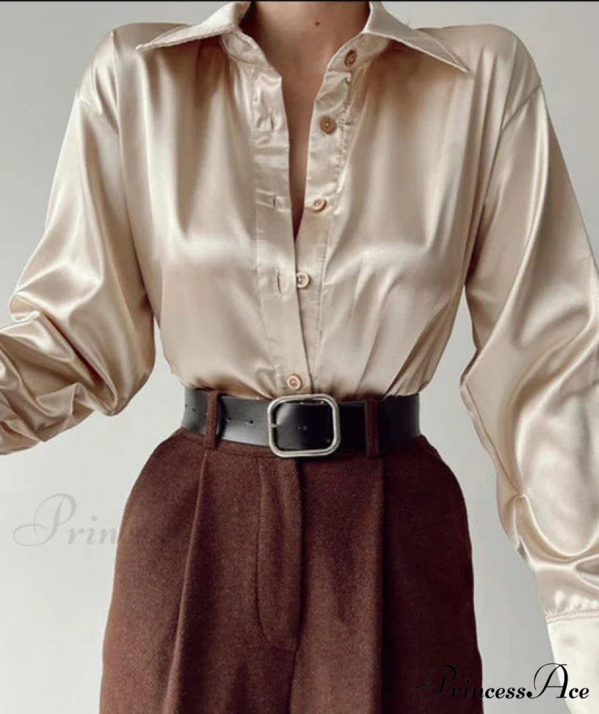 Silk Blouse by Peige Champagne / S