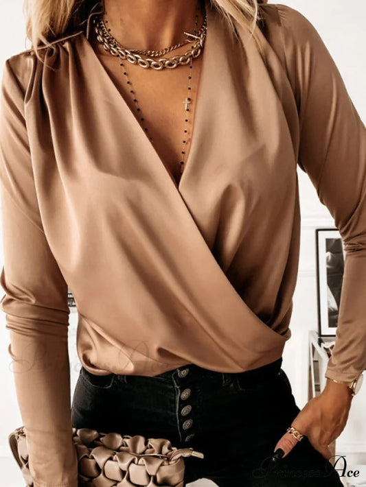 Silk Blouse by Peige Khaki / S