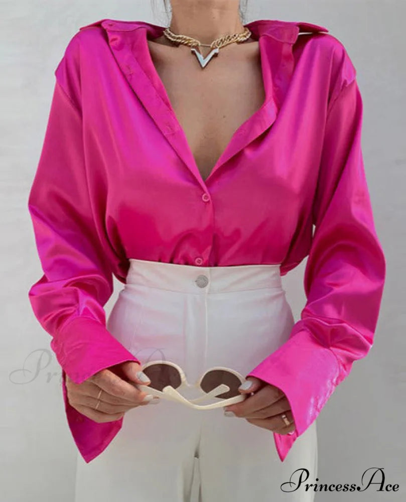 Silk Blouse by Peige Rose red / S