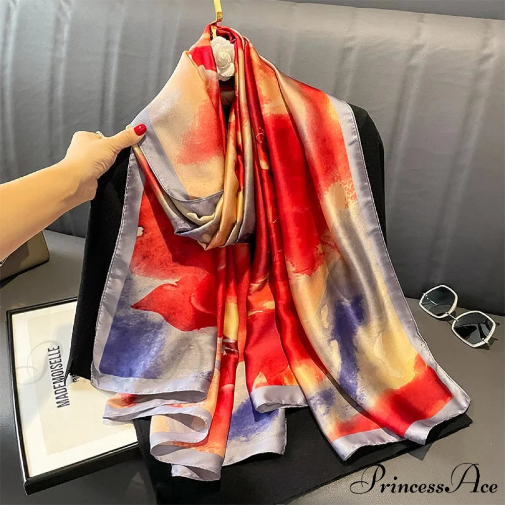 Silk Luxurious Beach Scarf color5 / One Size scarf-241228