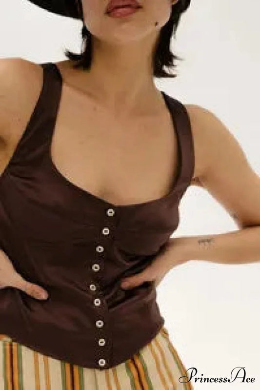 Silky Off-The-Shoulder Bodice Crop Top brown / S croptop-250223