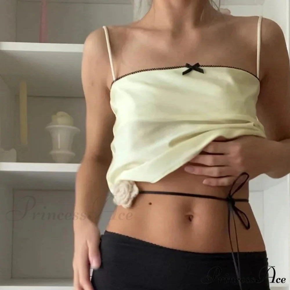 Silky Ribbon Spaghetti Crop Top croptop-250223