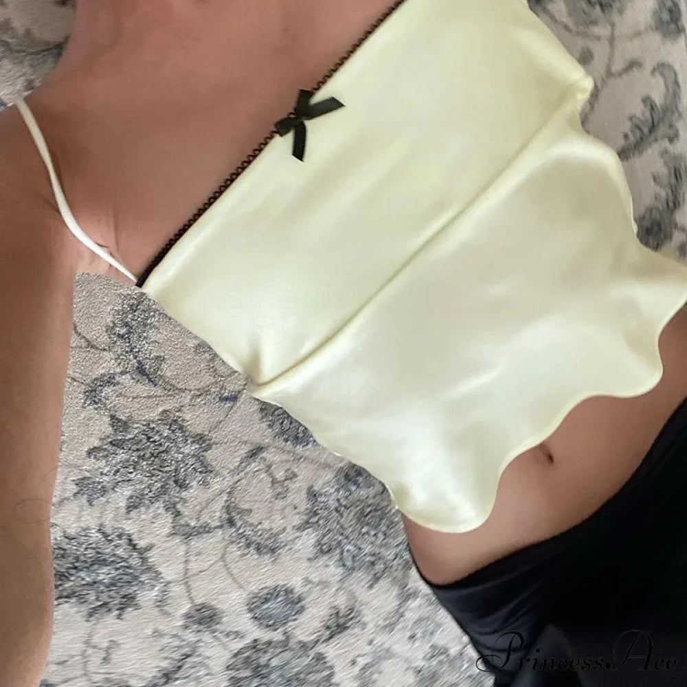 Silky Ribbon Spaghetti Crop Top croptop-250223