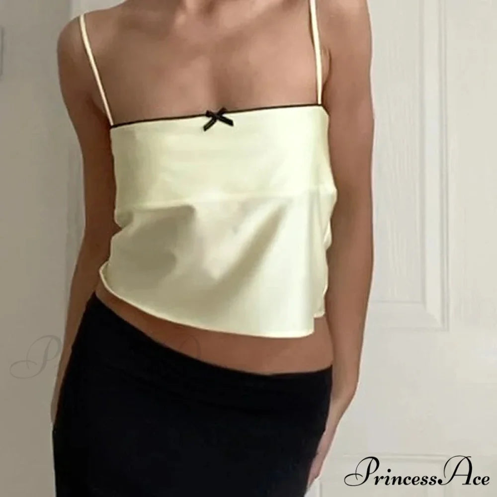 Silky Ribbon Spaghetti Crop Top croptop-250223