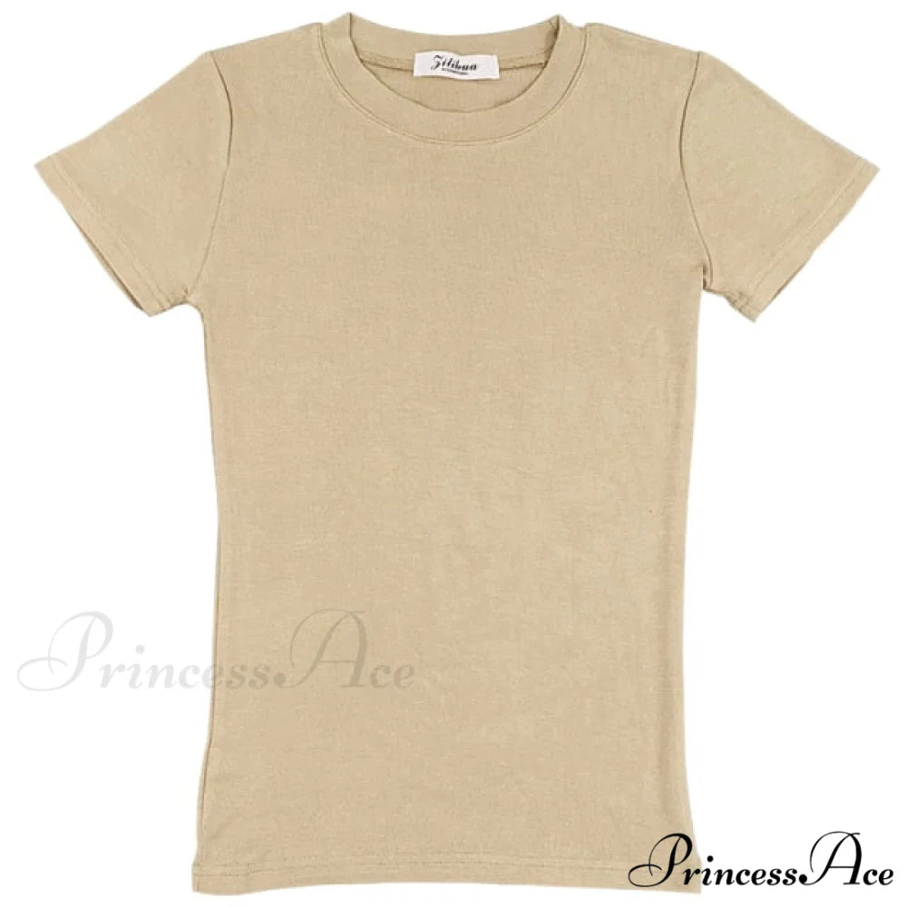 Simple Fashion Girls Tops Tee Beige / One Size
