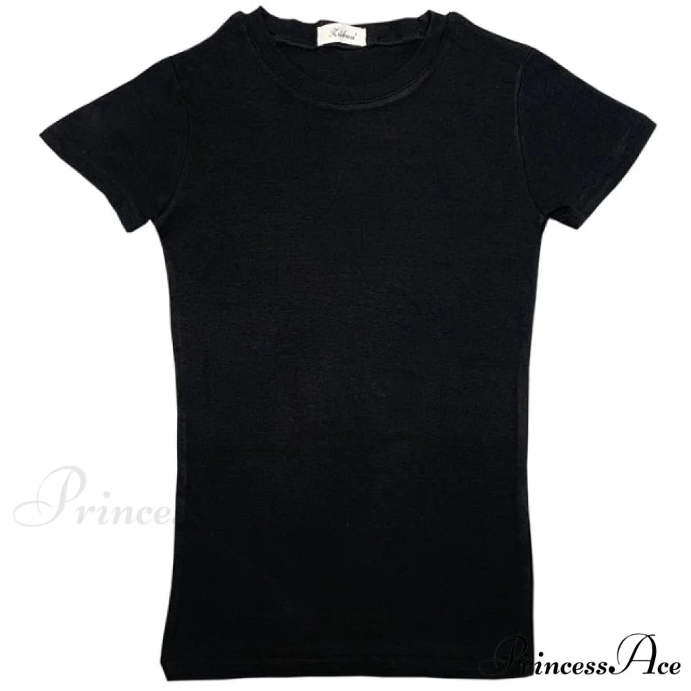 Simple Fashion Girls Tops Tee black / One Size