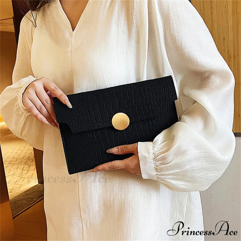 Simple Felt Imprint Clutch Wristlet wristlet-250126