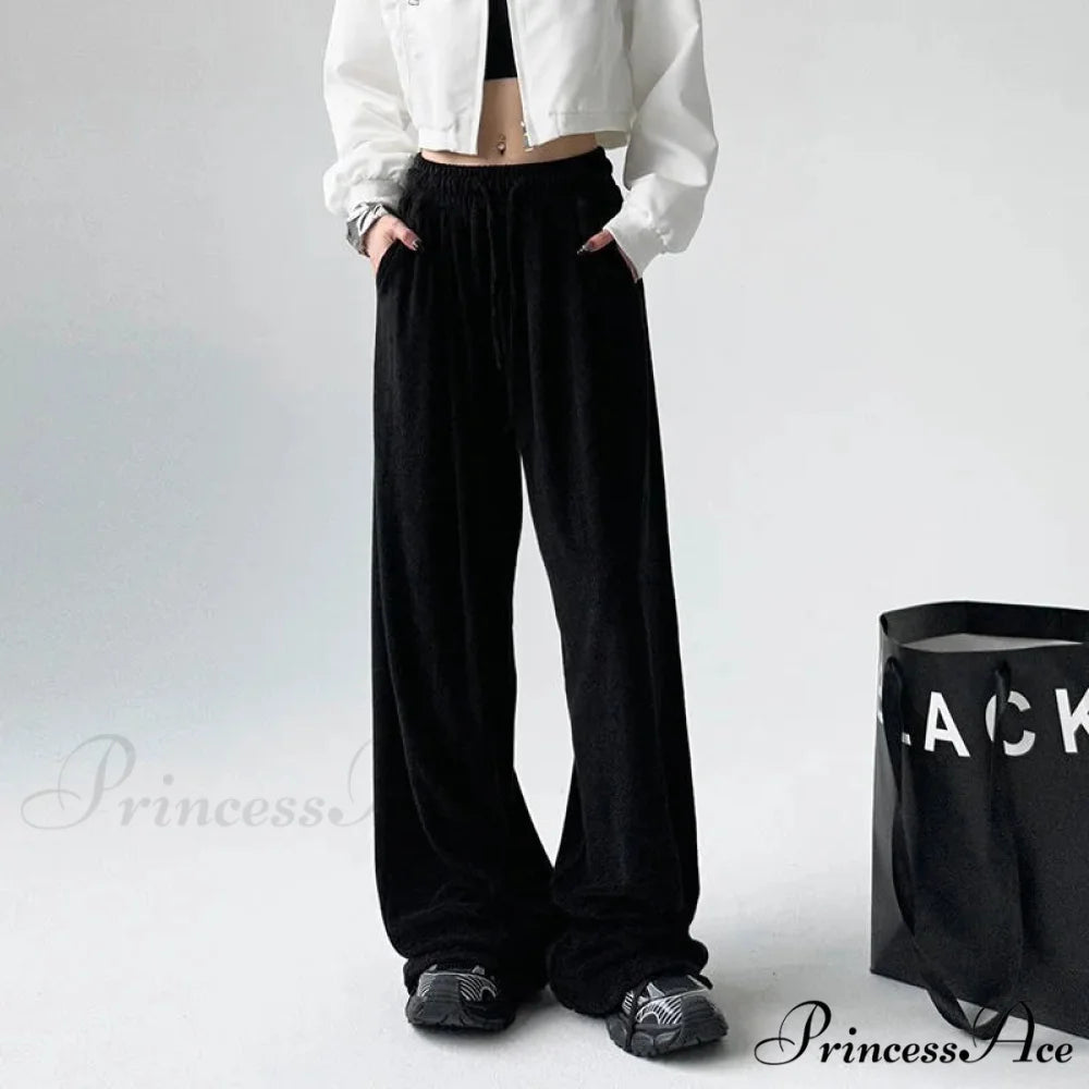 Simple Grey Knit Jogger Trousers Black / S pants-241228