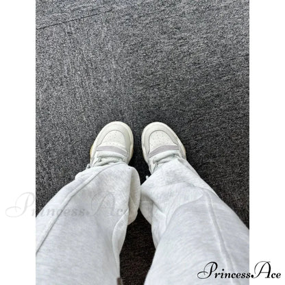 Simple Grey Knit Jogger Trousers pants-241228