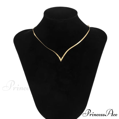 Simple Men’s Jewelry Creative V-shaped Necklace Gold-color / 47cm