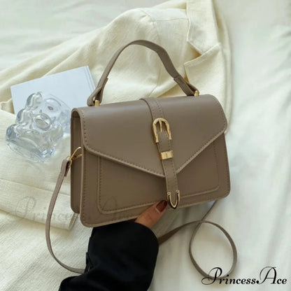 Simple Monochromatic Square Flap Crossbody Khaki crossbody-250126