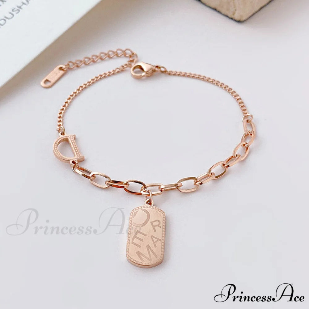 Simple Rose Gold Niche Design Letters Jewelry Bracelet