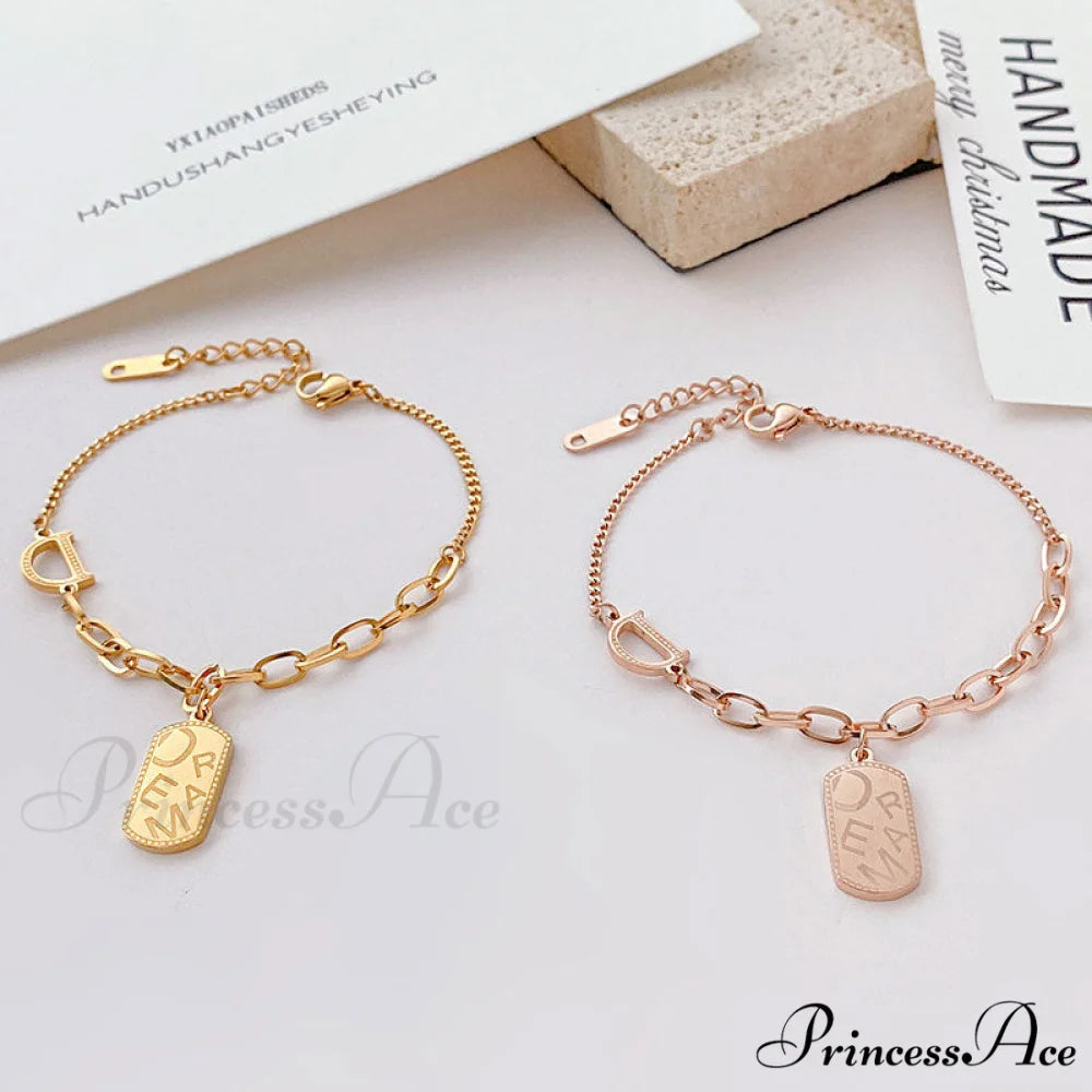 Simple Rose Gold Niche Design Letters Jewelry Bracelet