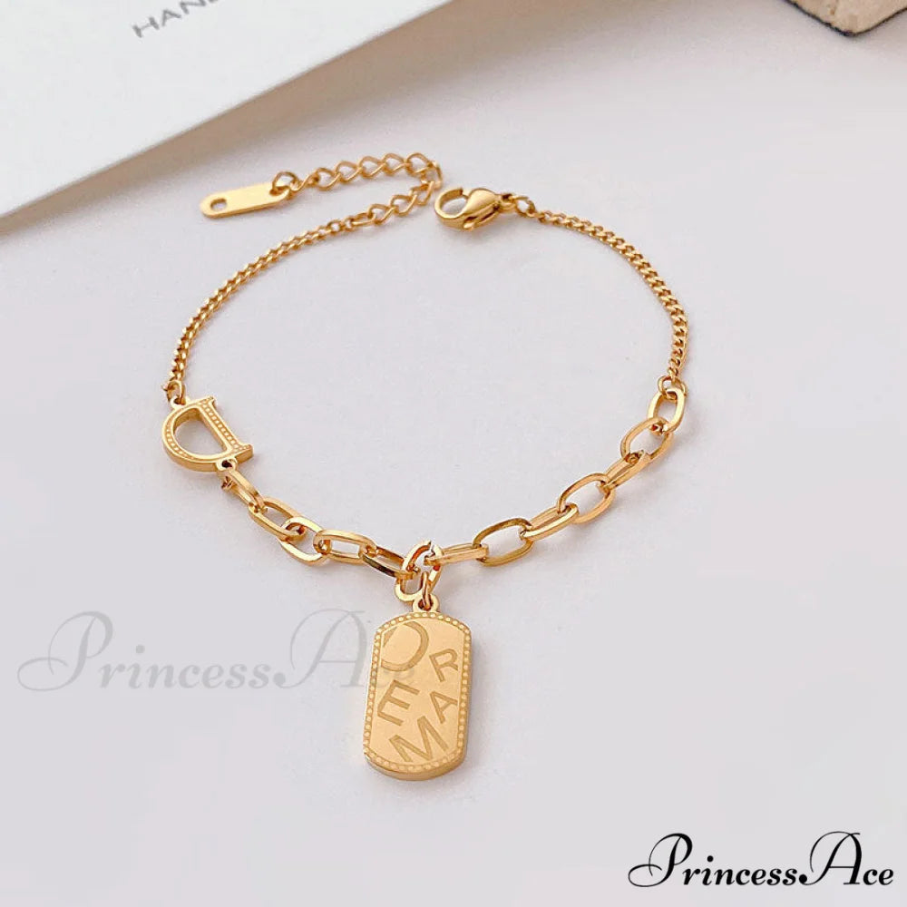 Simple Rose Gold Niche Design Letters Jewelry Bracelet