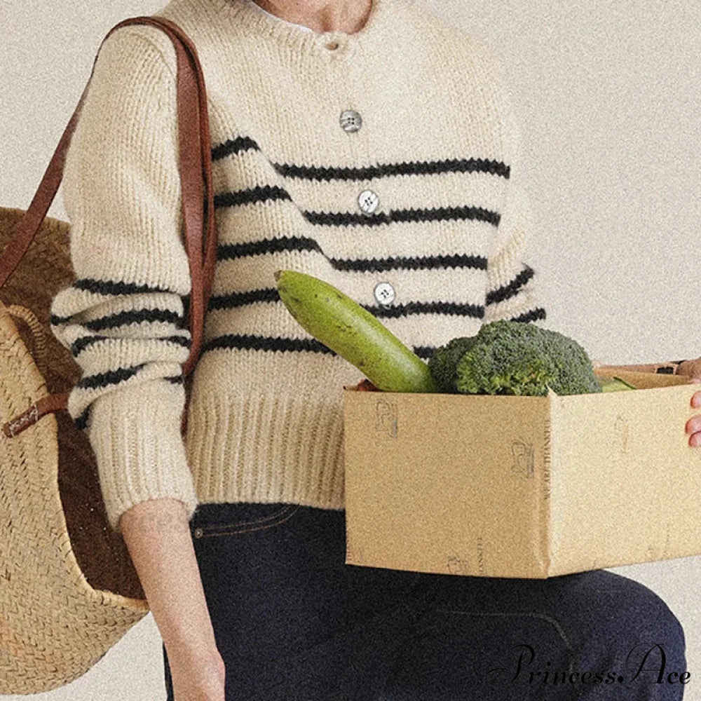 Single-breasted Banded Knitted Cardigan cardigans-241228
