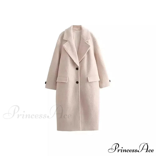Single-Breasted Informal Woolen Overcoat Beige / XS overcoats-241228