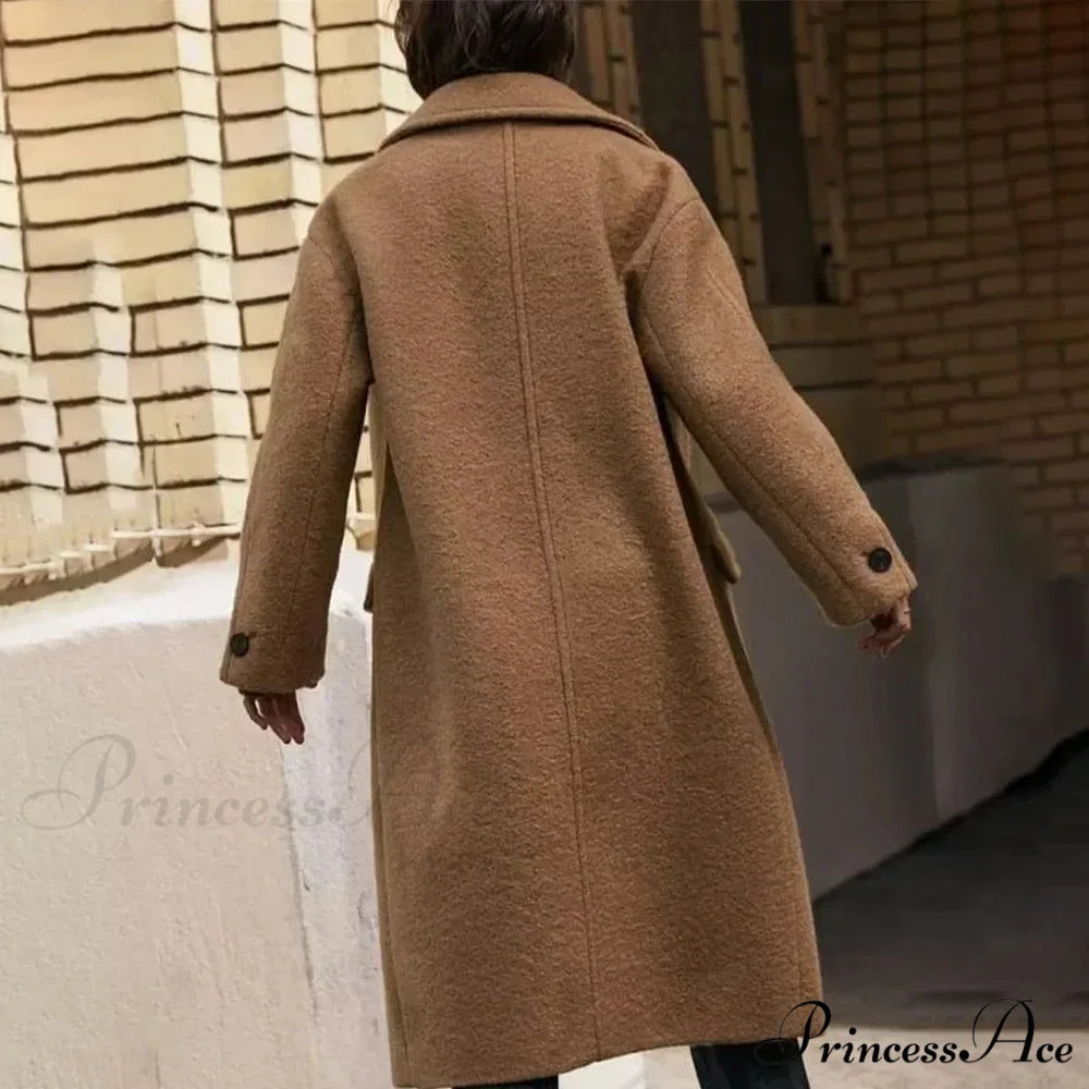 Single-Breasted Informal Woolen Overcoat overcoats-241228