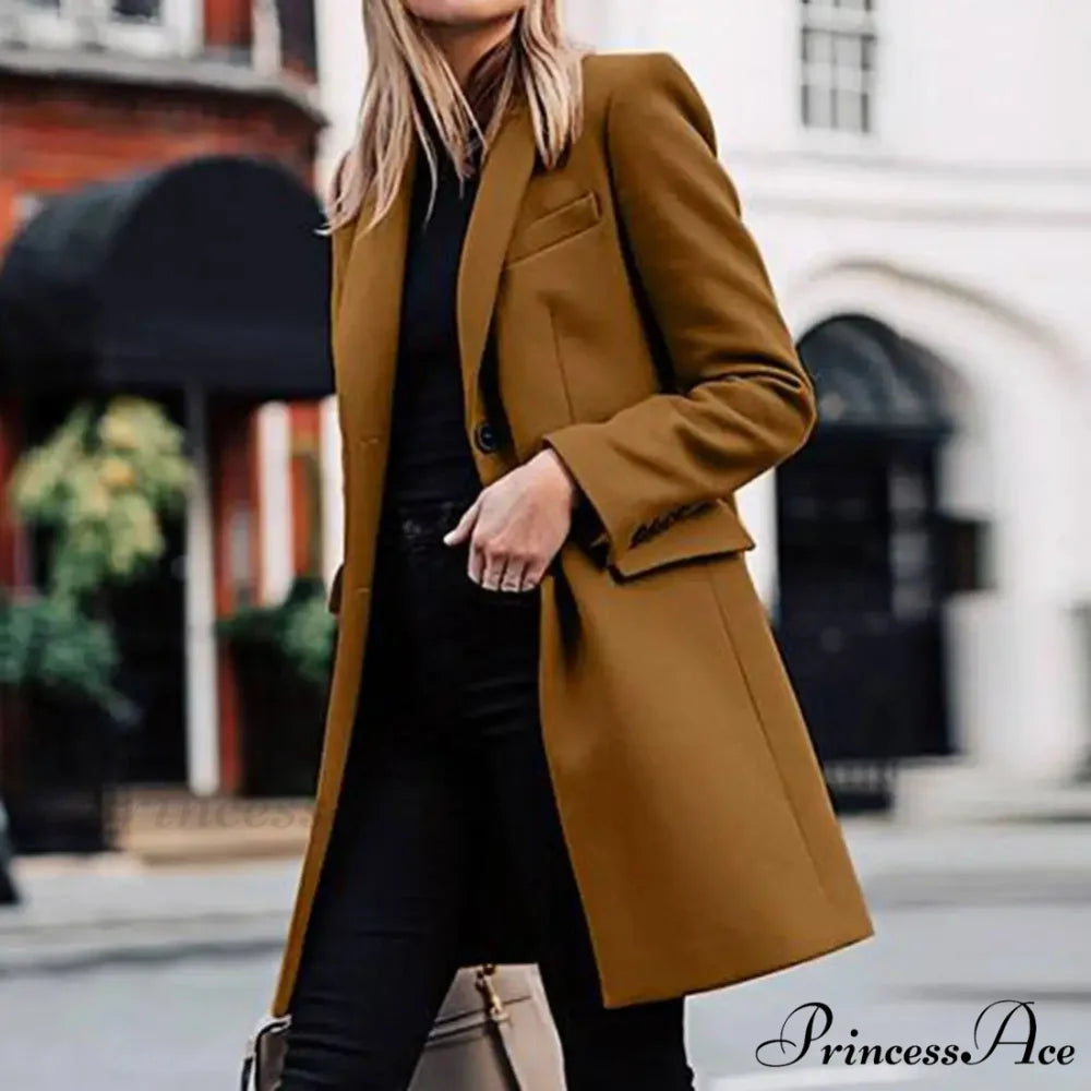 Single-Breasted Wool Suit Jacket Overcoat overcoats-241228